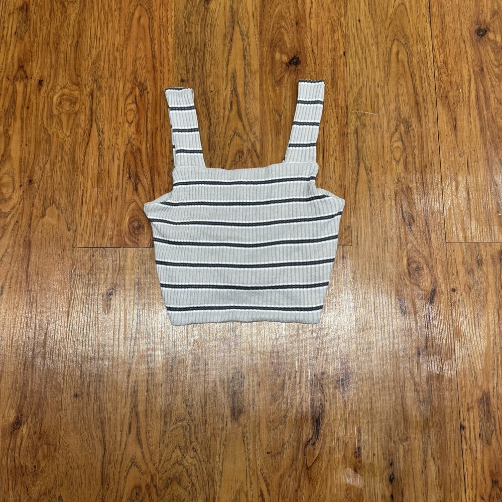 American Eagle, Women’s Tank Top,In Grey With Black And White Stripes,Size Small